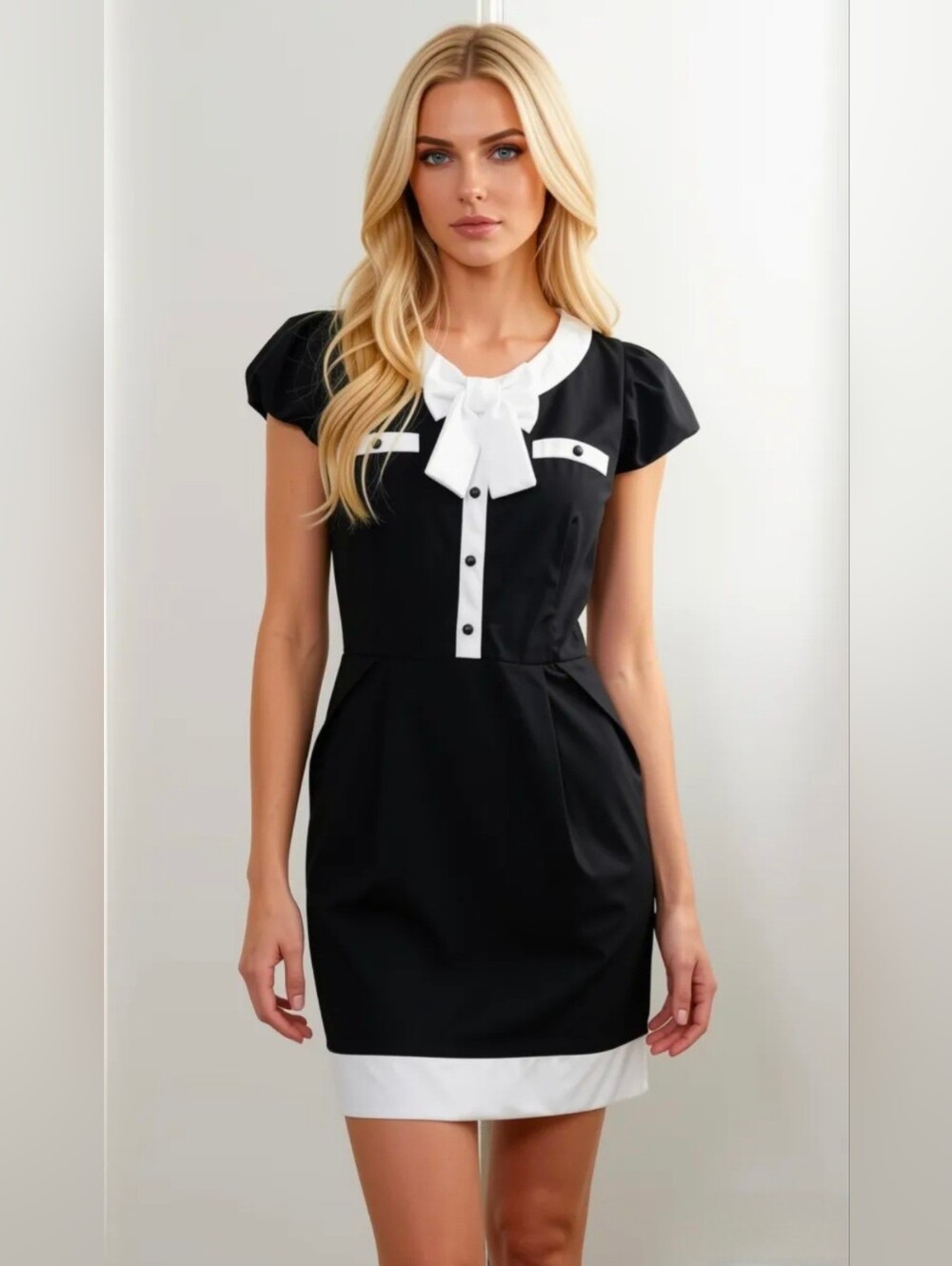 🖤🤍 Black & White Dress. Elegant & Figure-Flattering.